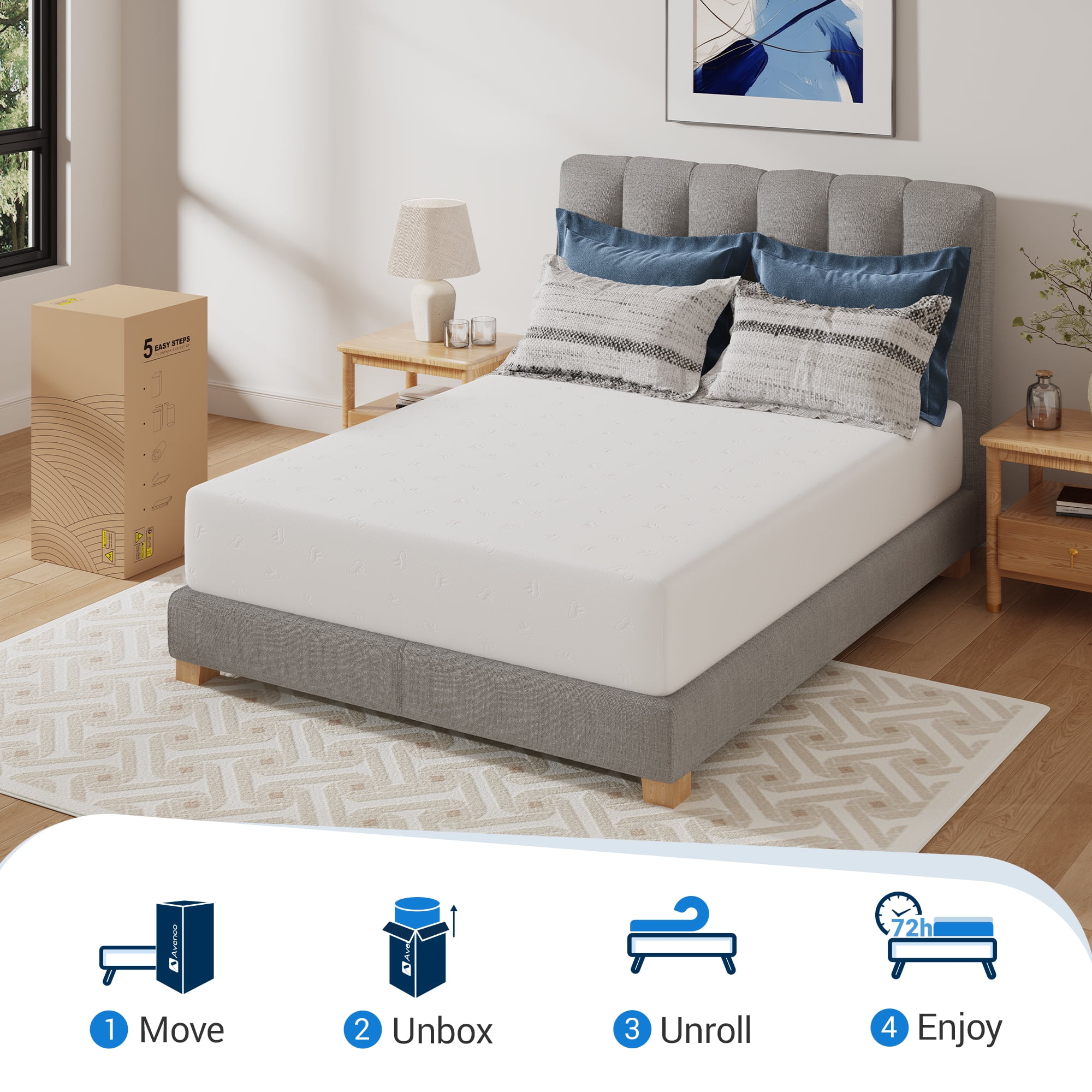 Avenco Snowflake 10" Medium Memory Foam Mattress,Adult,Queen Size