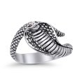 thumbnail image 4 of Antique Cobra Snake Animal Oxidized Serpent Band Thumb Ring Size 9, 4 of 5