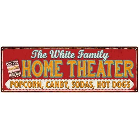 The WHITE Family Home Theater Sign Gift 6x18 Metal Movies Decor 106180100020