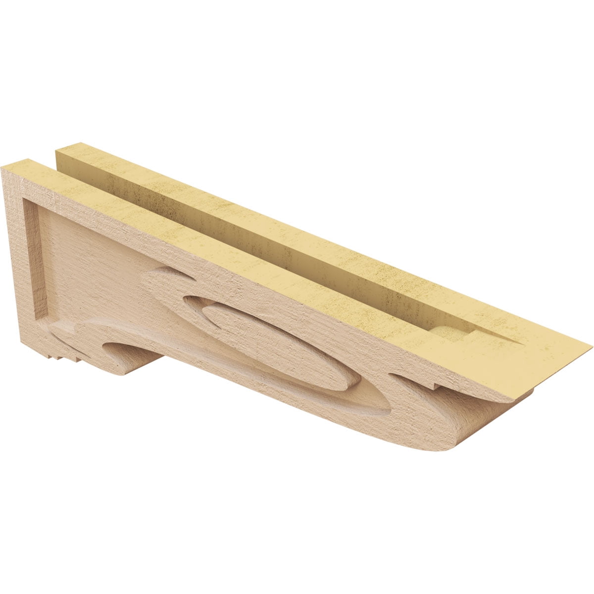 3"W x 18"D x 6"H Thin Scroll Rough Cedar Woodgrain TimberThane Corbel, Primed Tan