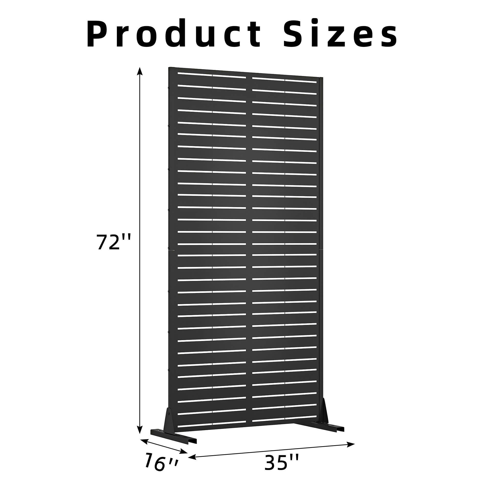 MAYEERTY 72x35x16 Inch Black Louvered Galvanized Steel Privacy Screen, 6 Piece Set for Outdoor Street