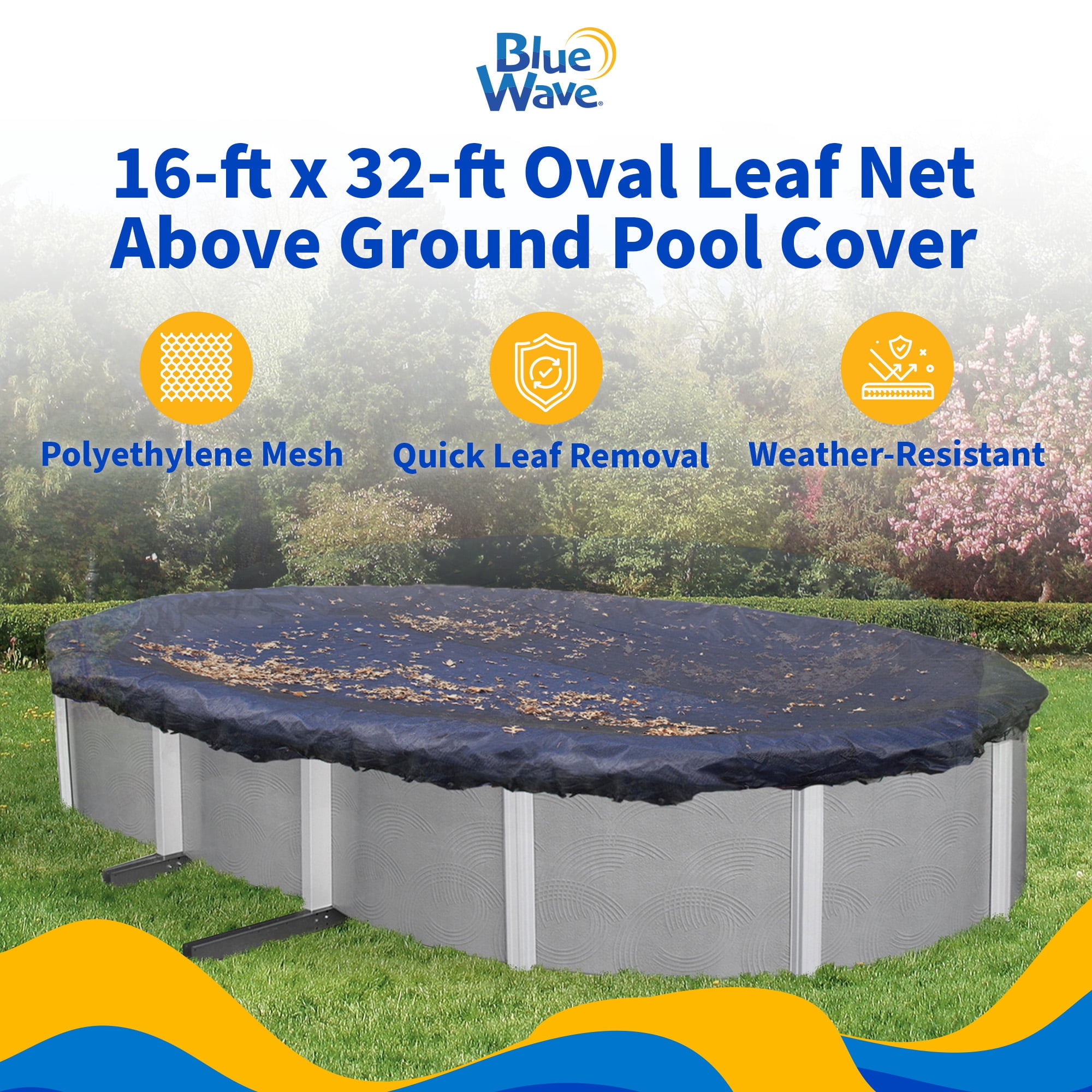Blue Wave 16' x 32' Oval Pool Leaf Net Cover, Black