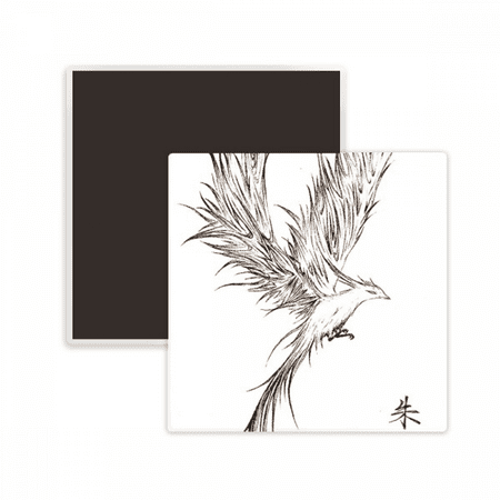 

Rosefinch Sketch Fuying Painting Bird Fushicho Square Ceracs Fridge Magnet Keepsake Memento
