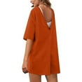 thumbnail image 5 of Wesltd Womens Summer Casual Romper Short Sleeve Crewneck Shorts Jumpsuit with Pockets, 5 of 9