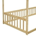 thumbnail image 2 of Twin Size Natural Wood Canopy Floor Bed Frame w/ Guardrails - Bedroom Furniture, Pine, 78"x42", Safe Sleep Space, 2 of 23