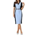 thumbnail image 1 of Vestido de tubo para mujer INSPIRE CHIC, vestido de lápiz de color contrastante, azul claro, 1 of 5