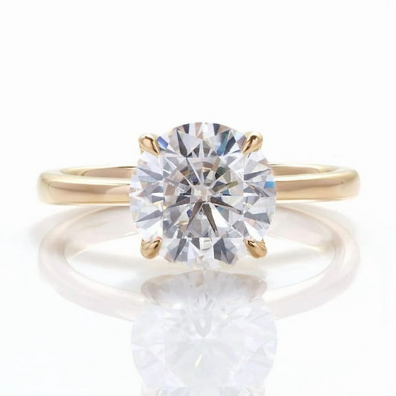 solitaire jewels 2.5CT Tulip Setting Round Moissanite Engagement Ring For Women, 14K Yellow Gold