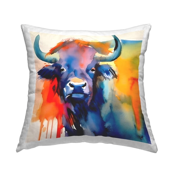 Stupell Industries Longhorn Abstract Hues Decorative Printed Throw Pillow Design by Walker Noble