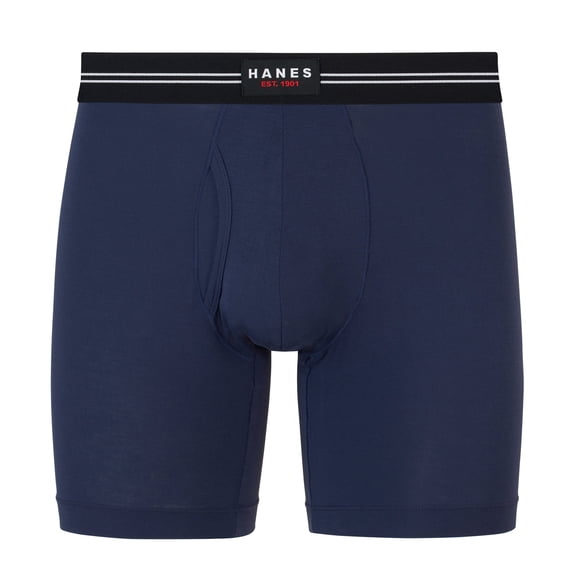 Hanes Perfect Flex Men's Boxer Brief Underwear, Lightweight & Breathable, Navy, 1-Pack Indigo XL