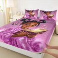 thumbnail image 4 of Castle Fairy Cute Black Girl Queen Sheets 4 Pieces,Cartoon Bow Butterfly Queen Sheet Sets,Purple,1 Fitted Sheet, 1 Flat Sheet and 2 Pillowcases, 4 of 6