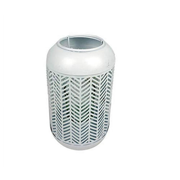 Decozen Candle Lantern with Glass and Decorative White Lattice Pattern for Home Decor Console Table Centerpiece Patio Garden Dining Living Room Bedroom Office Farmhouse Events - Set of 6