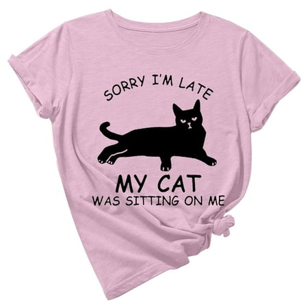 

Mrat Womens Short Sleeve Blouses Short Sleeve Round-Neck Blouses & Shirts Ladies Summer Fashion Loose Round Neck Animal Cute Print Short Sleeve Top T-Shirt Short Sleeve Scrub Tops Female