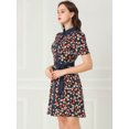 thumbnail image 3 of Vestido Camisero Floral Con Cinturón Y Cuello En Contraste de Manga Corta Para Mujer Negro M, 3 of 6