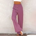 thumbnail image 2 of Pantalones palazzo de lino de cintura alta y pierna ancha para mujer, con cordón y bolsillos, 2 of 6