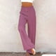 thumbnail image 2 of Pantalones palazzo de lino de cintura alta y pierna ancha para mujer, con cordón y bolsillos, 2 of 6