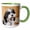 Green/White, variant on 3drose, Maltipoo Puppy Sitting in a Basket Yawning., 11oz Two-tone Black Mug
