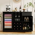thumbnail image 3 of BROTTAR Fluted Wine Bar Cabinet with Fridge (Fridge Included), 47" Coffee Bar Cabinet with Wine Rack and Glass Holder, Liquor Cabinets with Drawer & Storage, Home Bar for Dining Room Kitchen, Black, 3 of 8