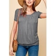 thumbnail image 4 of Made by Johnny Women's Scoop Neck Short Sleeve Pleated Front Blouse Tunic Top M HEATHER_DARK_GREY, 4 of 6