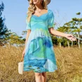 thumbnail image 4 of Vestido de manga corta con estampado de líneas de barrido VA vestidos de verano para mujer vestidos de mujer, 4 of 7