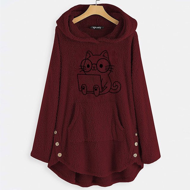 TIMIFIS Womens Hooded Button Collar Drawstring Hoodies Pullover Sweatshirts Casual Long Sleeve Tops Shirts with PocketsFall