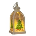 thumbnail image 2 of Christmas Decorations, Night Light, Hanging Wind Light Lantern for Desktop Window Sill Decor, LED Powered Festive Holiday Ornament with Metal Frame and Glass for Indoor Holiday Decor, 2 of 6