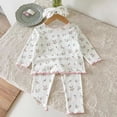 thumbnail image 2 of Splozh Cute Baby Girl Outfits Girls Breathable Long Sleeved Home Clothes Cute Flower Pattern Homewear Set 2PCS Outfits,Pink,4-5 Years, 2 of 6