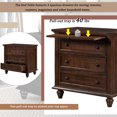 thumbnail image 3 of Nightstand with 3 DrawersModern Wooden Storage CabinetEnd Table with Pull out Tray for Living Room BedroomFully Assembled Accent End Side Table with Tapered LegsBedside TableBrown, 3 of 7