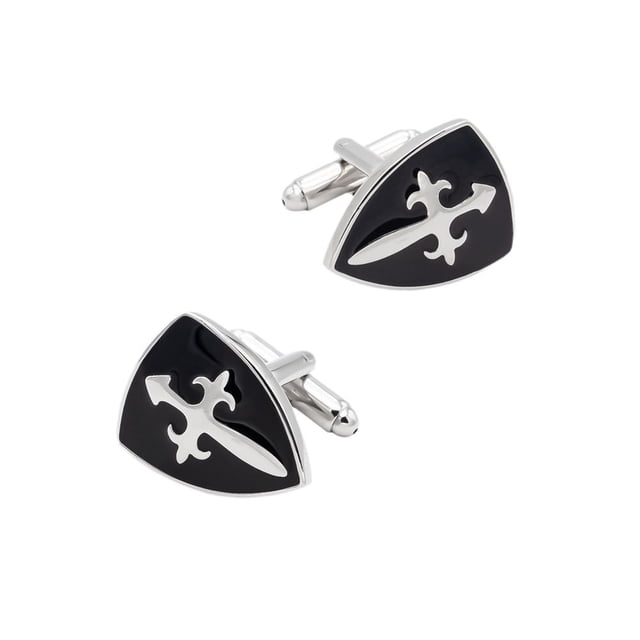 Gemelos Crusader Shield Black Esmalte Elegant para hombre