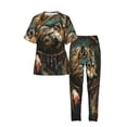 thumbnail image 3 of Womens Pajamas Set Short Sleeve and Pants 2 Piece PJ Sets Soft Comfy Loungewear, Indian Dream Wolf Vintage, 3 of 6