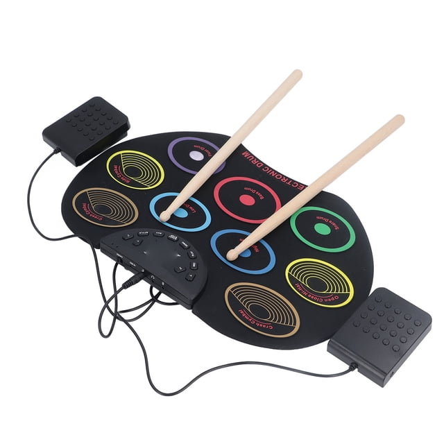 Juego De Batería Enrollable, Pedales Portátiles Que Cultivan El Interés, Juego De Batería Electrónica, Baquetas Para Niños