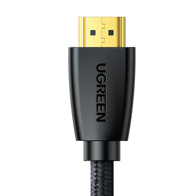 cable hdmi m/m 2 metros ugreen 40410 cable HDMI macho a macho de 2 m en negro con conectores chapados en oro y carcasa negra con logo UGREEN; funda trenzada visible, blindaje interno y tecnología de transmisión TMDS, compatible con 4K@60Hz (V2.0) para longitudes de 0.75–3 m; suele usarse también para conectar consolas o proyectores.