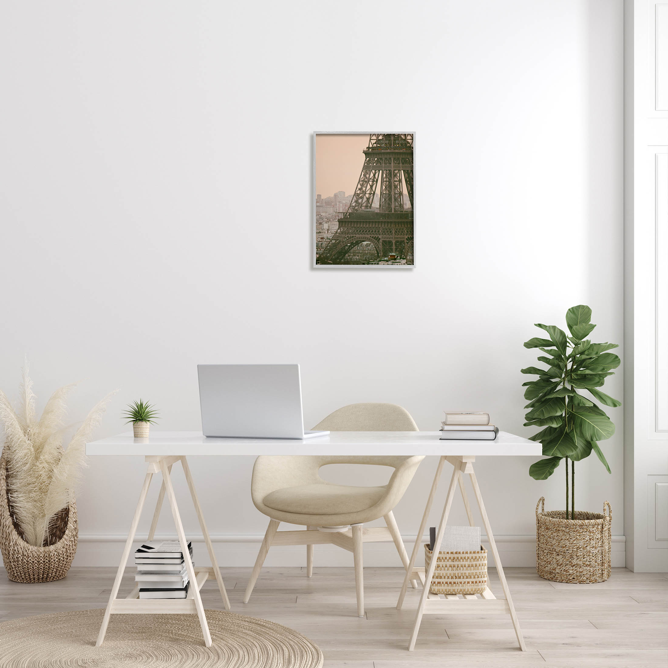 Eiffel Tower Paris Skyline Town & City Photograph Gray Framed Art Print Wall Art