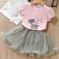 thumbnail image 4 of Mercatoo I𝐧fant Baby Girl's Clothes Small Cat Print Short Sleeve O Neck Ruffle Tops+Solid Baby Girl Outfits, 4 of 4
