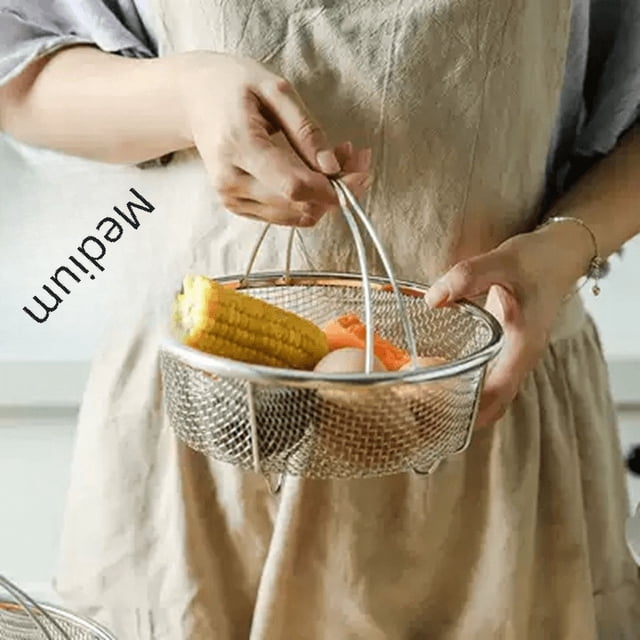 Cesta de vapor portátil de acero inoxidable multifuncional para cocina, cesta de drenaje para fideos fritos, rejilla para cocinar al vapor con trípode