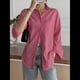 thumbnail image 5 of Camisas de Mujer con Botones, Camisas Formales A Rayas, Mangas Largas, Solapas, Camisas de Oficina, Blusas Gran Rojo L, 5 of 8