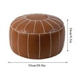 thumbnail image 3 of Moroccan Style Pouf Ottoman Footstool, Oil Wax Faux Leather With Contrast Stitching, Unstuffed For Custom Filling, Multipurpose For Living Room Patio And Storage, 3 of 6