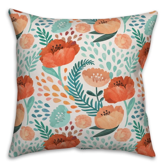 Creative Products Painterly Floral Orange 16x16 Indoor / Outdoor Pillow