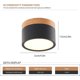 thumbnail image 3 of LED ceiling light, surface-mounted spot with wood decor, mini ceiling light, round, black, cold white 6000 K, 12 W, 3 of 4