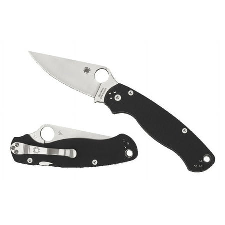 Spyderco Paramilitary 2 Folding Knife 3.42 CPM-S45VN Satin Plain Blade Black G10 Handles Compression Lock - C81GP2
