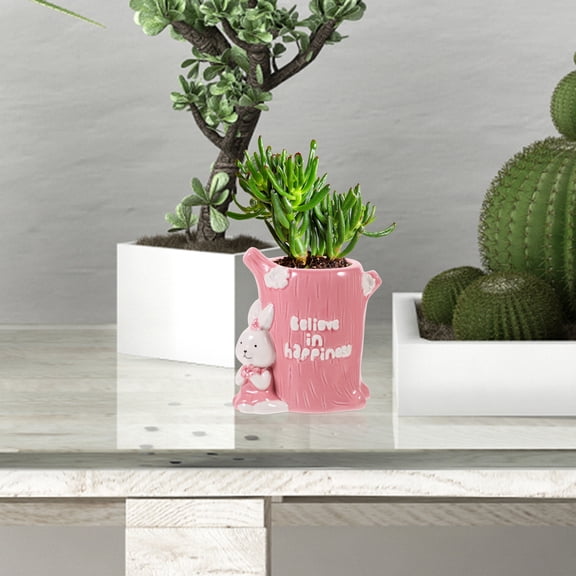 Small Ceramic Flower Pot for Indoor Plants, Cute Decorative Plant Containers for Office Desk, Stylish Ceramic Plant Pots