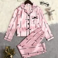 thumbnail image 3 of Girl Kids Satin Silk Pajamas Print Set,Long Sleeve Tops+Pants Sleepwear Suit,6-13Y, 3 of 5