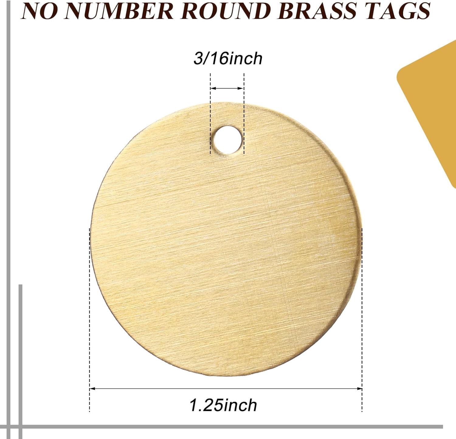 50 Pcs Round Brass Tags, 1-1/4 Inch Diameter, Gold Blank Metal Stamping Key Brass Tags with Hole Engraving for Pets, Dogs, Plants, Doors