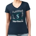 thumbnail image 4 of Women's G-III 4Her by Carl Banks Navy Seattle Mariners Collage Team Graphic V-Neck Fitted T-Shirt, 4 of 5