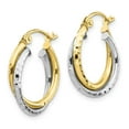 thumbnail image 3 of Diamond2Deal 10K Two-Tone Gold Textured Twist Hoop Earrings for Women (L- 0.75 inch, W- 0.67 inch), 3 of 6