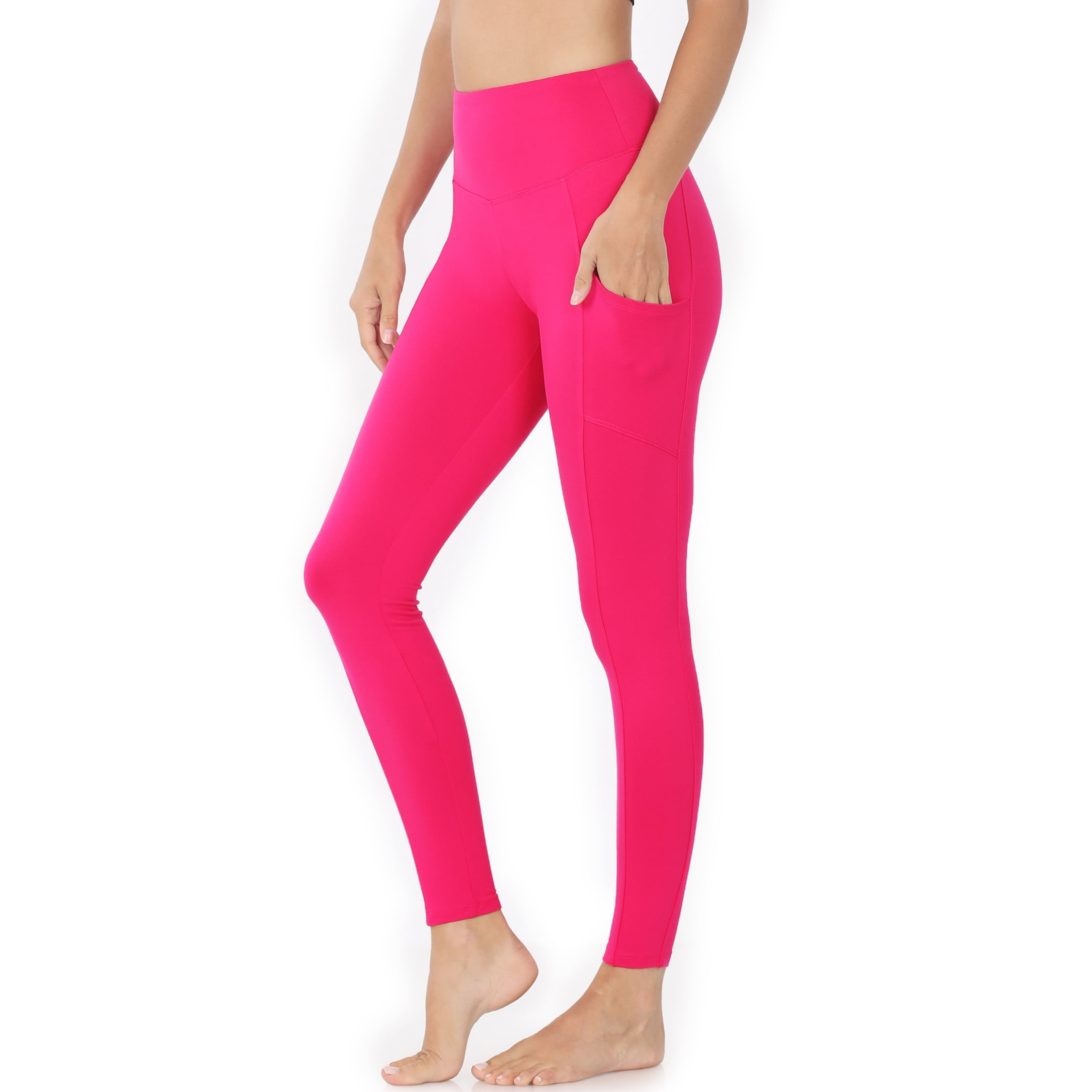 Womens Leggings POCKETS Full Length Thick Waistband Seamles Yoga Pant ...