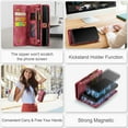 thumbnail image 5 of iPhone 7 Plus, iPhone 8 Plus Leather Detachable Wallet Zipper Case with 8 Card Slots Holder Magnetic case Flip Wallet Handle Wrist Strap Shockproof Pocket Handbag for Man Woman, Red, 5 of 9