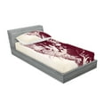 thumbnail image 2 of Ambesonne Vintage Fitted Sheet & Pillow Sham Set, Grunge Retro Kitty Cat, Twinxl, Maroon Cream, 2 of 2