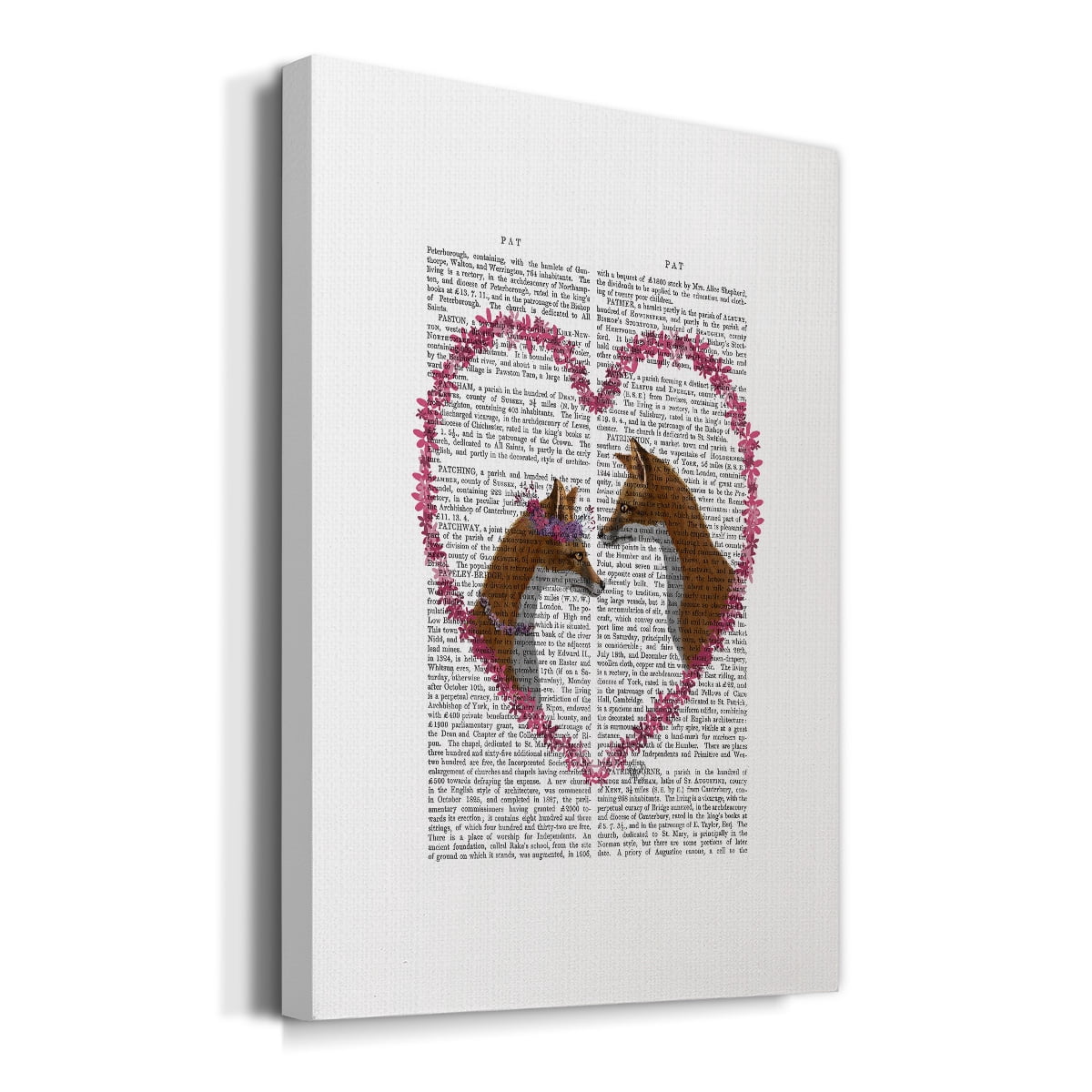 Foxes in Pink Heart Premium Gallery Wrapped Canvas - Ready to Hang