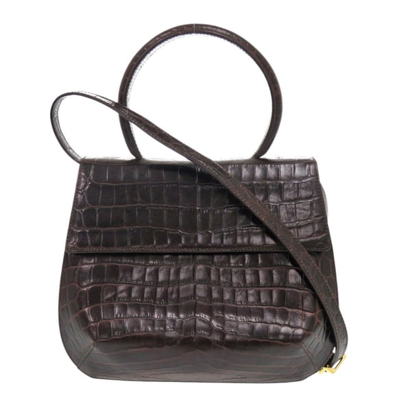Pre-Owned Salvatore Ferragamo crocodile-embossed leather brown... (Good)
