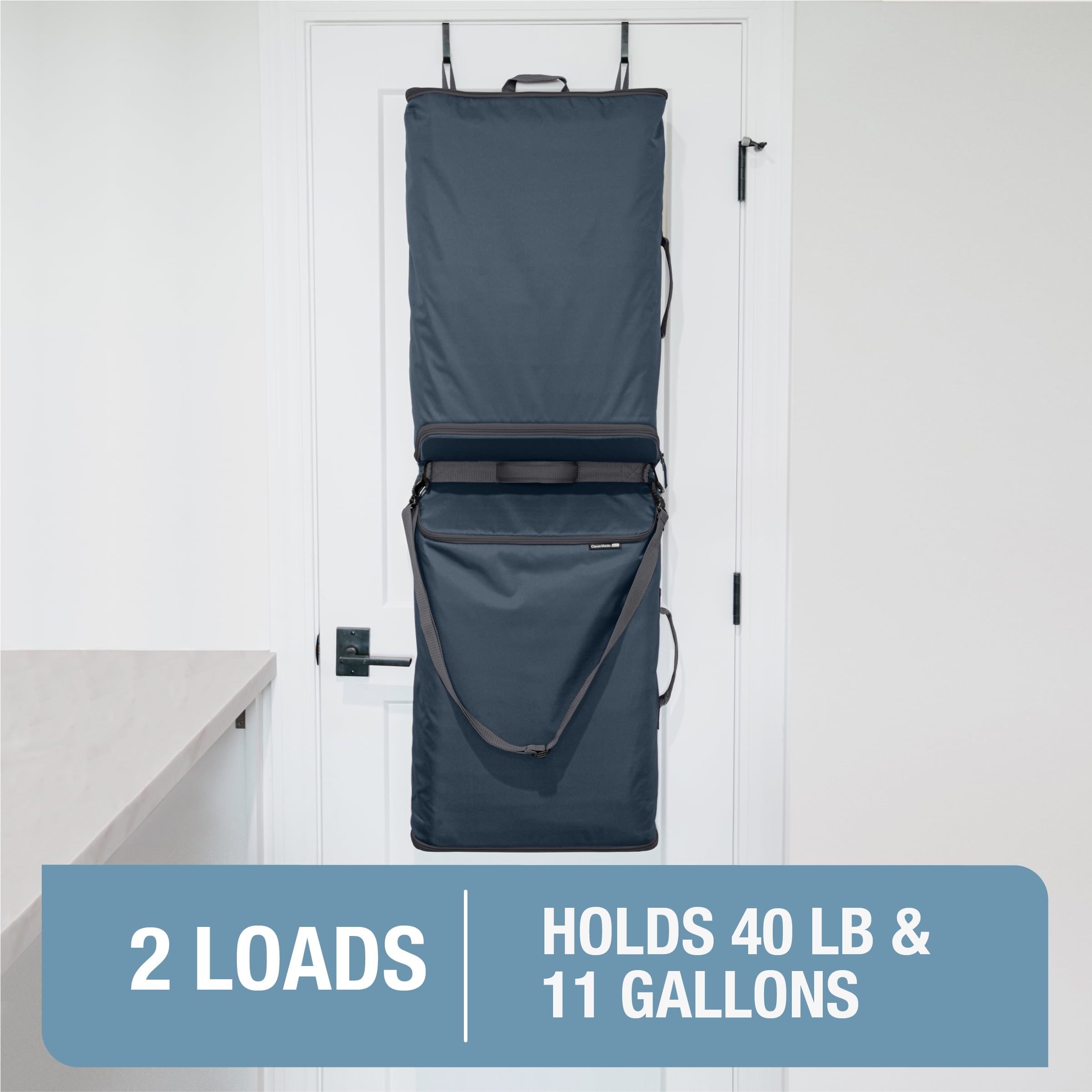 CleverMade Convertible Laundry Hamper - 2 Compartment - Ocean/Dark Charcoal